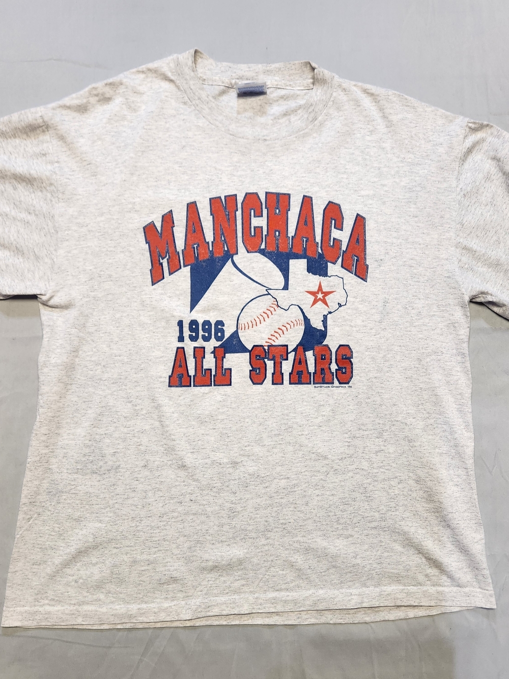 Hanes All Stars Graphic Tee - Light Heather Gray with Red & Navy Print